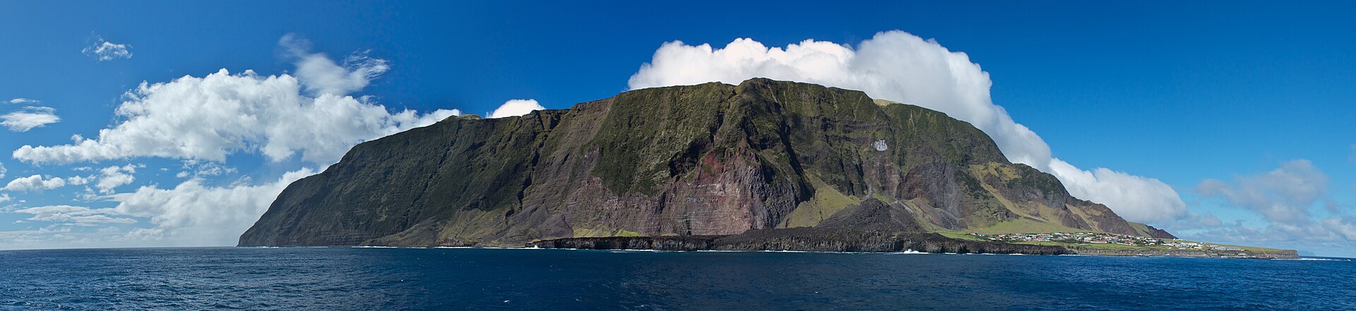 Tristan da Cunha on a bright day from the sea